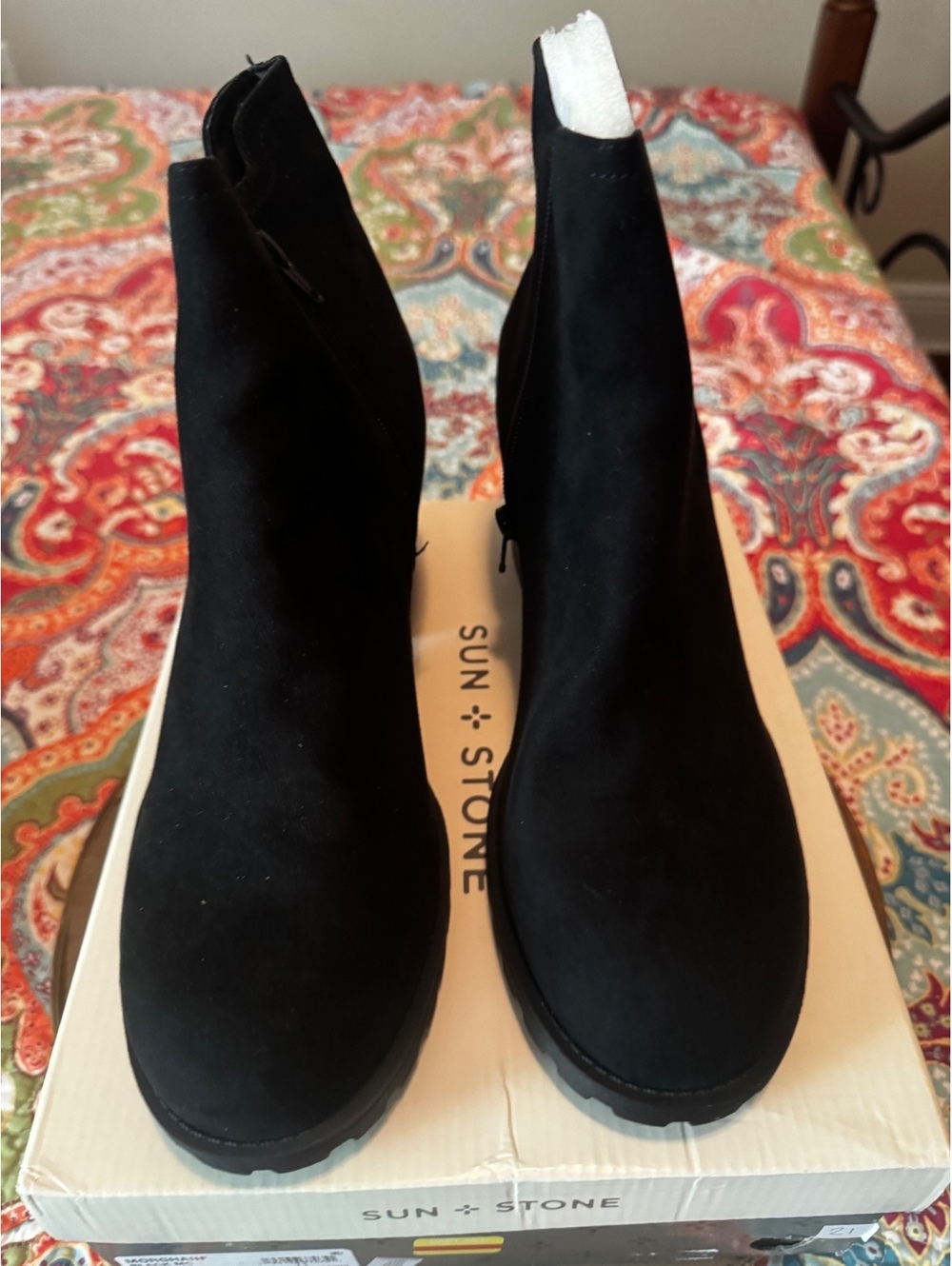 Sun & Stone Morghanf Black Suede Ankle Boots Size 12M